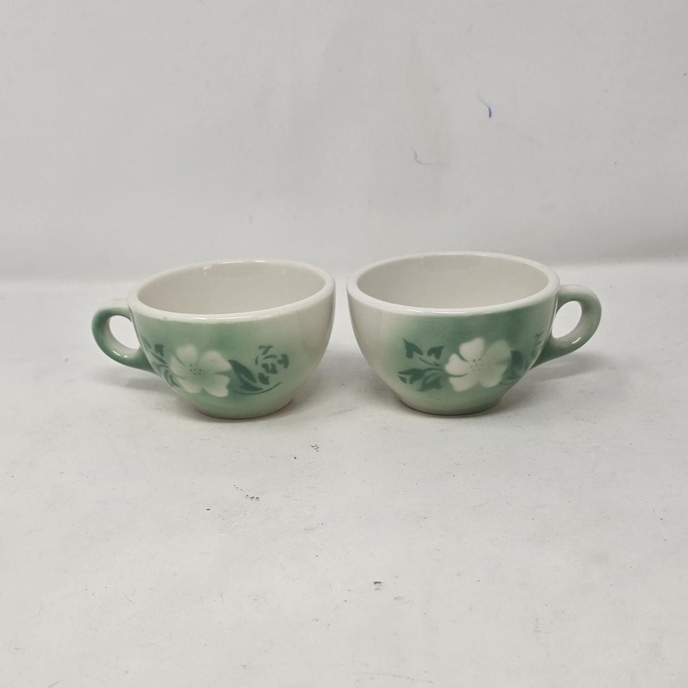 Vtg Syracuse china‎ Millbrook airbrush flower coffee cup cottagecore set of 2